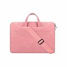 ST06SDJ Frosted PU Business Laptop Bag with Detachable Shoulder Strap, Size:14.1-15.4 inch(Pink) - 1