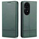 For Huawei P50 AZNS Magnetic Calf Texture Horizontal Flip Leather Case with Card Slots & Holder & Wallet(Dark Green) - 1