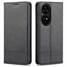 For Huawei P50 AZNS Magnetic Calf Texture Horizontal Flip Leather Case with Card Slots & Holder & Wallet(Black) - 1