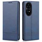 For Huawei P50 Pro AZNS Magnetic Calf Texture Horizontal Flip Leather Case with Card Slots & Holder & Wallet(Dark Blue) - 1