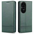 For Huawei P50 Pro AZNS Magnetic Calf Texture Horizontal Flip Leather Case with Card Slots & Holder & Wallet(Dark Green) - 1