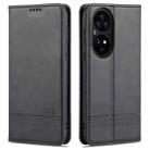 For Huawei P50 Pro AZNS Magnetic Calf Texture Horizontal Flip Leather Case with Card Slots & Holder & Wallet(Black) - 1