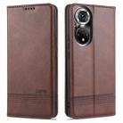 For Honor 50 AZNS Magnetic Calf Texture Horizontal Flip Leather Case with Card Slots & Holder & Wallet(Dark Brown) - 1