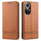 For Honor 50 AZNS Magnetic Calf Texture Horizontal Flip Leather Case with Card Slots & Holder & Wallet(Light Brown) - 1