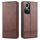 For Honor 50 Pro AZNS Magnetic Calf Texture Horizontal Flip Leather Case with Card Slots & Holder & Wallet(Dark Brown) - 1
