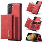 For Samsung Galaxy S21 DG.MING M1 Series 3-Fold Multi Card Wallet  Back Cover Shockproof Case with Holder Function(Red) - 1