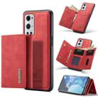 For OnePlus 9 Pro DG.MING M1 Series 3-Fold Multi Card Wallet  Back Cover Shockproof Case with Holder Function(Red) - 1