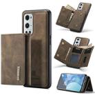 For OnePlus 9 Pro DG.MING M1 Series 3-Fold Multi Card Wallet  Back Cover Shockproof Case with Holder Function(Coffee) - 1