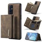 For OnePlus 9 (EU/NA) DG.MING M1 Series 3-Fold Multi Card Wallet  Back Cover Shockproof Case with Holder Function(Coffee) - 1