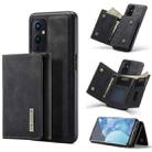 For OnePlus 9 (EU/NA) DG.MING M1 Series 3-Fold Multi Card Wallet  Back Cover Shockproof Case with Holder Function(Black) - 1