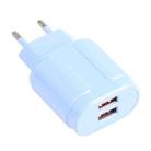 13-22 2.1A Dual USB Macarons Travel Charger, EU Plug(Blue) - 1
