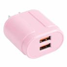 13-22 2.1A Dual USB Macarons Travel Charger, US Plug(Pink) - 1