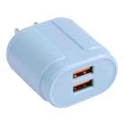 13-22 2.1A Dual USB Macarons Travel Charger, US Plug(Blue) - 1