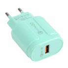 13-3 QC3.0 Single USB Interface Macarons Travel Charger, EU Plug(Green) - 1