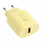 13-3 QC3.0 Single USB Interface Macarons Travel Charger, EU Plug(Yellow) - 1