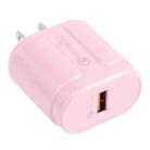 13-3 QC3.0 Single USB Interface Macarons Travel Charger, US Plug(Pink) - 1