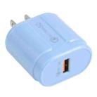 13-3 QC3.0 Single USB Interface Macarons Travel Charger, US Plug(Blue) - 1