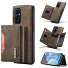 For OnePlus 9 (EU/NA) DG.MING M2 Series 3-Fold Multi Card Bag Back Cover Shockproof Case with Wallet & Holder Function(Coffee) - 1