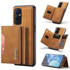 For OnePlus 9 (EU/NA) DG.MING M2 Series 3-Fold Multi Card Bag Back Cover Shockproof Case with Wallet & Holder Function(Brown) - 1