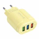 13-222 QC3.0 USB + 2.1A Dual USB Ports Macarons Travel Charger, EU Plug(Yellow) - 1