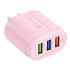 13-222 QC3.0 USB + 2.1A Dual USB Ports Macarons Travel Charger, US Plug(Pink) - 1