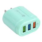 13-222 QC3.0 USB + 2.1A Dual USB Ports Macarons Travel Charger, US Plug(Green) - 1