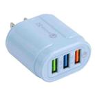 13-222 QC3.0 USB + 2.1A Dual USB Ports Macarons Travel Charger, US Plug(Blue) - 1