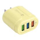13-222 QC3.0 USB + 2.1A Dual USB Ports Macarons Travel Charger, US Plug(Yellow) - 1