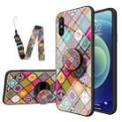 For Xiaomi Redmi 9A Painted Ethnic Pattern Tempered Glass TPU Shockproof Case with Folding Magnetic Holder & Neck Strap(Colorful) - 1