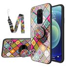 For Xiaomi Redmi 10X 4G Painted Ethnic Pattern Tempered Glass TPU Shockproof Case with Folding Magnetic Holder & Neck Strap(Colorful) - 1