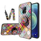 For Xiaomi Redmi 10X 5G Painted Ethnic Pattern Tempered Glass TPU Shockproof Case with Folding Magnetic Holder & Neck Strap(Colorful) - 1