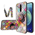 For Xiaomi Redmi K30 5G Painted Ethnic Pattern Tempered Glass TPU Shockproof Case with Folding Magnetic Holder & Neck Strap(Colorful) - 1