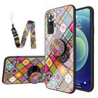For Xiaomi Redmi Note 10 Pro Painted Ethnic Pattern Tempered Glass TPU Shockproof Case with Folding Magnetic Holder & Neck Strap(Colorful) - 1
