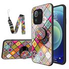 For Xiaomi Mi 11 Pro Painted Ethnic Pattern Tempered Glass TPU Shockproof Case with Folding Magnetic Holder & Neck Strap(Colorful) - 1