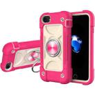 Shockproof Silicone + PC Protective Case with Dual-Ring Holder For iPhone 6 Plus/6s Plus/7 Plus/8 Plus(Rose Red) - 1