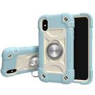 For iPhone X / XS Shockproof Silicone + PC Protective Case with Dual-Ring Holder(Ice Blue) - 1