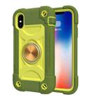 For iPhone XR Shockproof Silicone + PC Protective Case with Dual-Ring Holder(Avocado) - 2