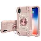 For iPhone XS Max Shockproof Silicone + PC Protective Case with Dual-Ring Holder(Rose Gold) - 1