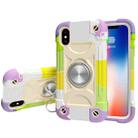 For iPhone XS Max Shockproof Silicone + PC Protective Case with Dual-Ring Holder(Colorful Beige) - 1