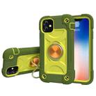 For iPhone 11 Pro Shockproof Silicone + PC Protective Case with Dual-Ring Holder (Avocado) - 1