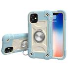 For iPhone 11 Pro Max Shockproof Silicone + PC Protective Case with Dual-Ring Holder (Ice Blue) - 1