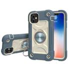 For iPhone 11 Pro Max Shockproof Silicone + PC Protective Case with Dual-Ring Holder (Daisy Blue) - 1