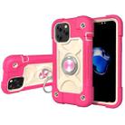 For iPhone 12 mini Shockproof Silicone + PC Protective Case with Dual-Ring Holder (Rose Red) - 1