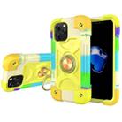 For iPhone 12 mini Shockproof Silicone + PC Protective Case with Dual-Ring Holder (Colorful Yellow Green) - 1