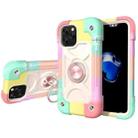 For iPhone 12 mini Shockproof Silicone + PC Protective Case with Dual-Ring Holder (Colorful Rose Gold) - 1