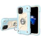 For iPhone 12 / 12 Pro Shockproof Silicone + PC Protective Case with Dual-Ring Holder(Ice Blue) - 1