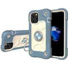 For iPhone 12 / 12 Pro Shockproof Silicone + PC Protective Case with Dual-Ring Holder(Daisy Blue) - 1