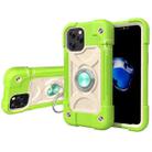 For iPhone 12 / 12 Pro Shockproof Silicone + PC Protective Case with Dual-Ring Holder(Guava) - 1