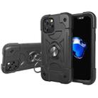 For iPhone 12 / 12 Pro Shockproof Silicone + PC Protective Case with Dual-Ring Holder(Black) - 1