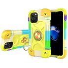 For iPhone 12 Pro Max Shockproof Silicone + PC Protective Case with Dual-Ring Holder(Colorful Yellow Green) - 1